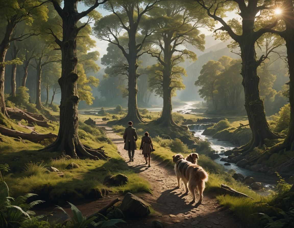 Cinematic Forest Path Digital Matte Painting