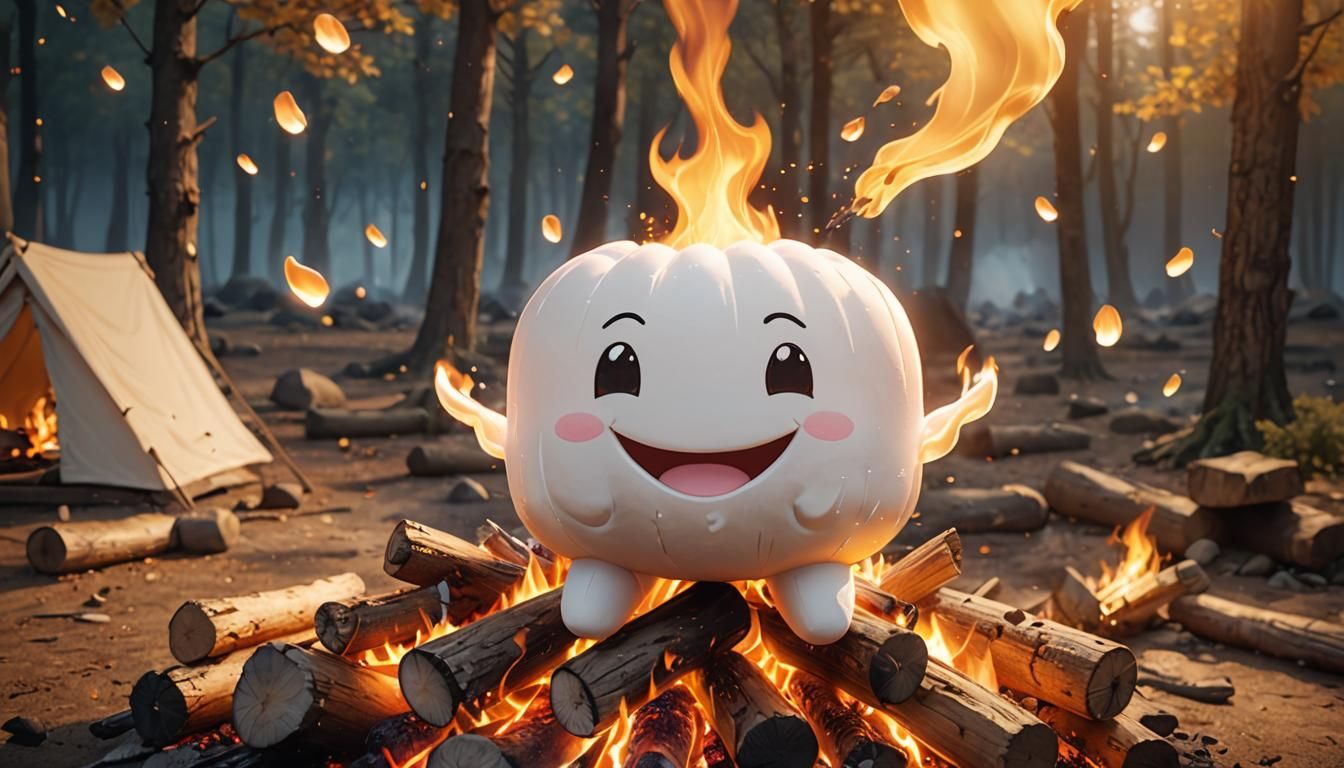 Smiling Marshmallow Melts in Anime-Inspired 3D Art