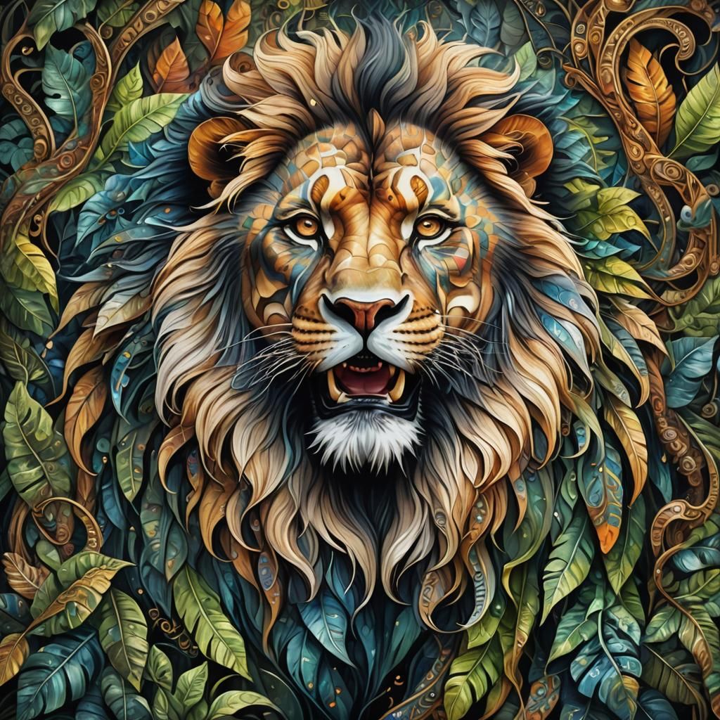 Hyperrealistic Lion Portrait in Detailed 3D Shading
