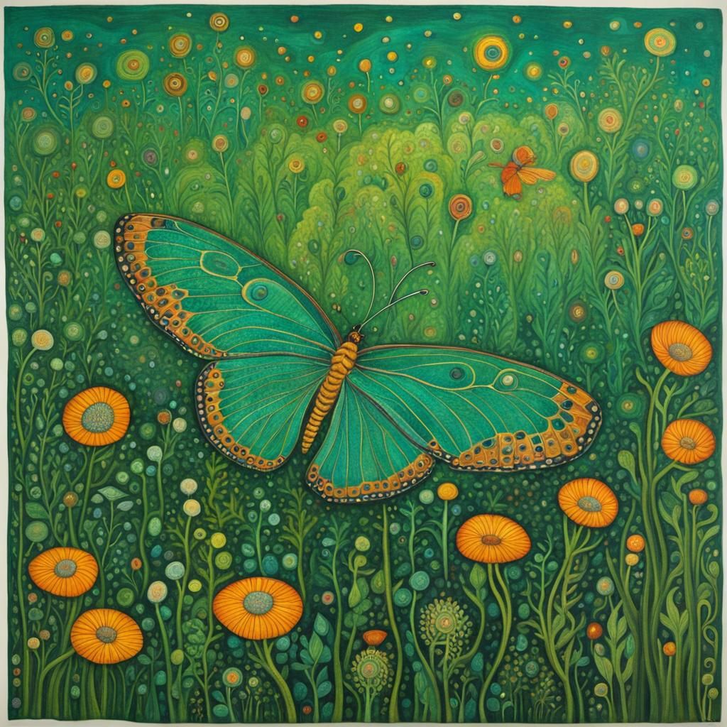 Paleocene Butterfly Soaring Over Prehistoric Landscape