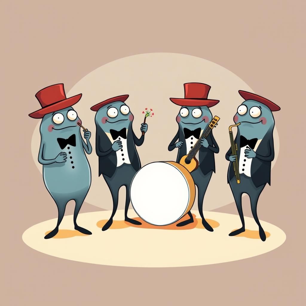 Dixieland Jazz Quartet of Friendly Blob Monsters
