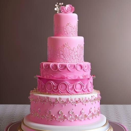 Elegant Pink Wedding Cake with Champagne