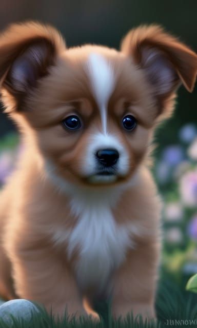 Adorable Puppy Portrait in Soft Pastel Colors