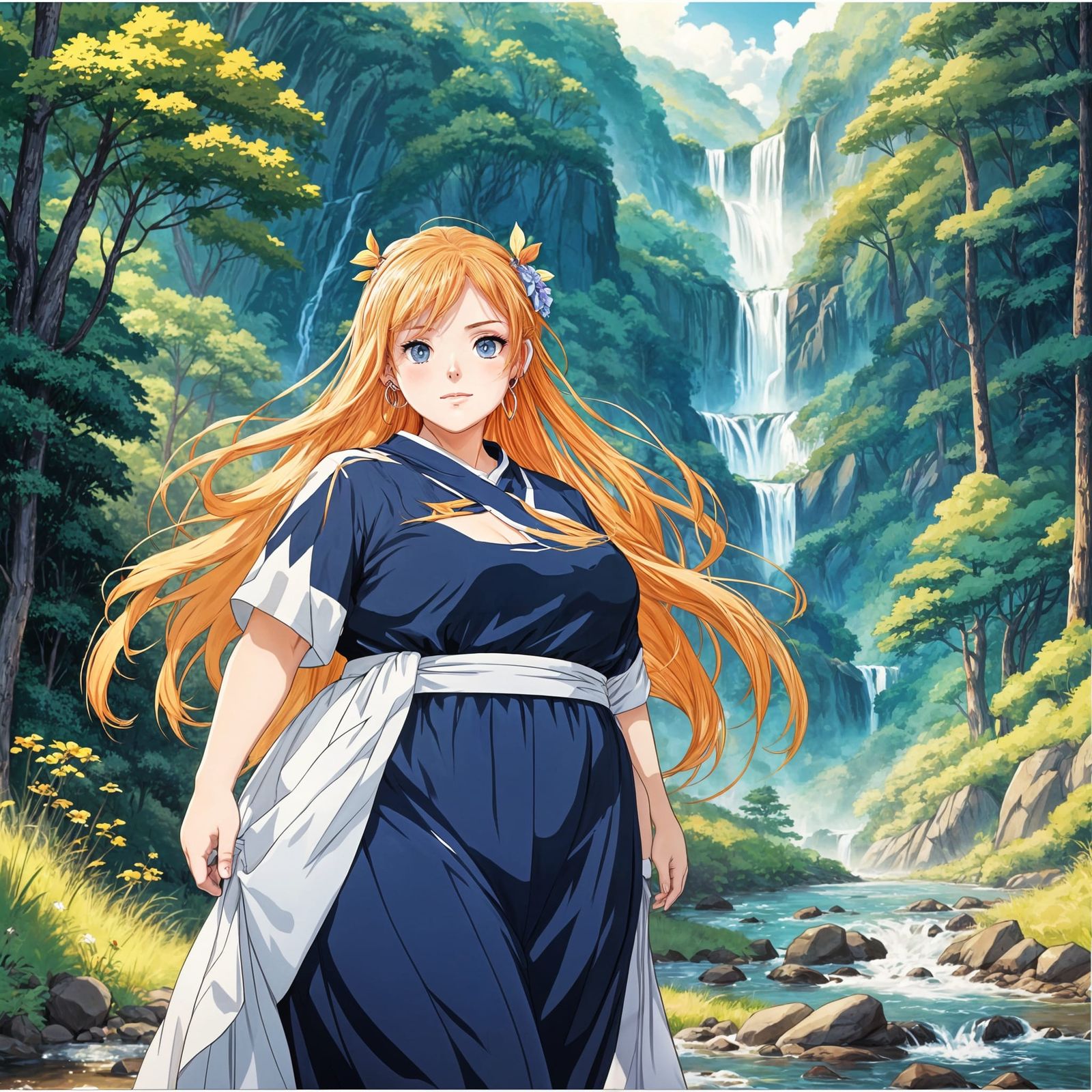 Vibrant Anime Lady in Nature