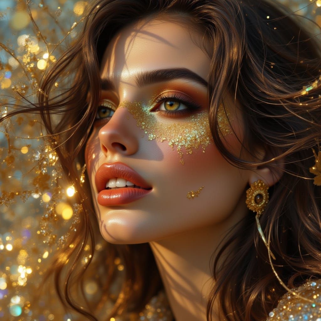 Woman's Golden Hour Portrait with Sparkling Hair