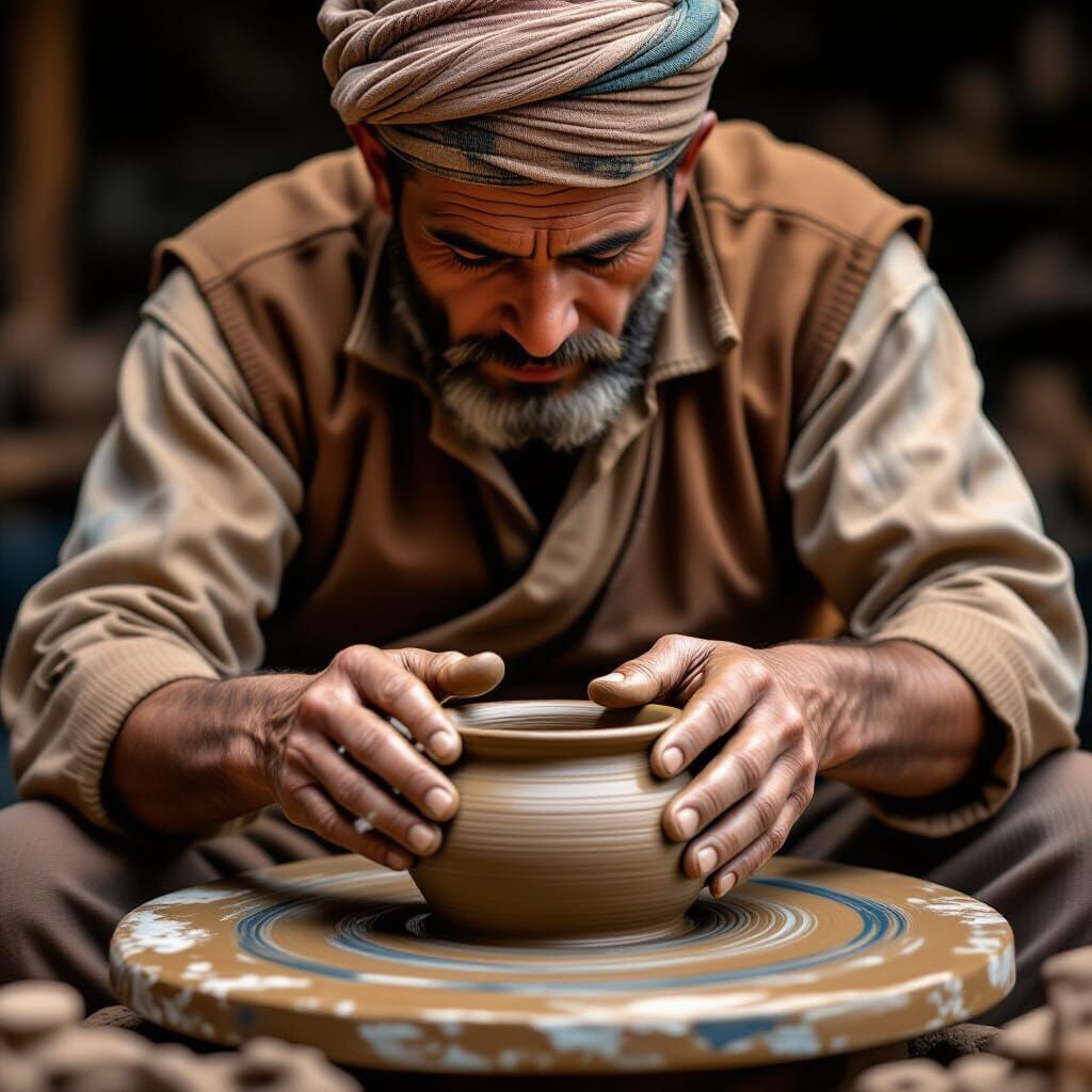 Artisan Shaping Clay: Photorealistic Close-Up