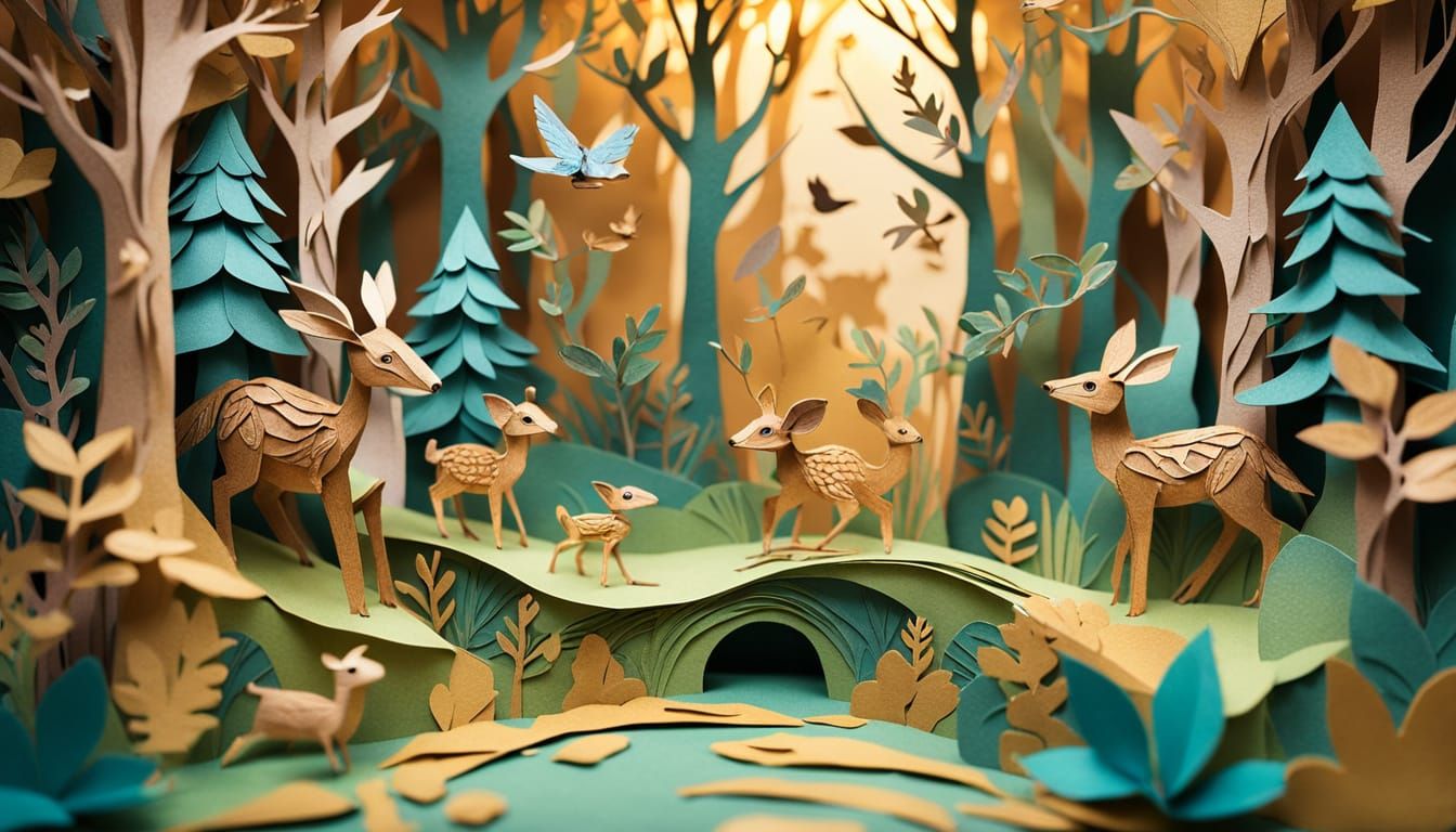 Paper Play. A magical forest full of beautiful forest animal...