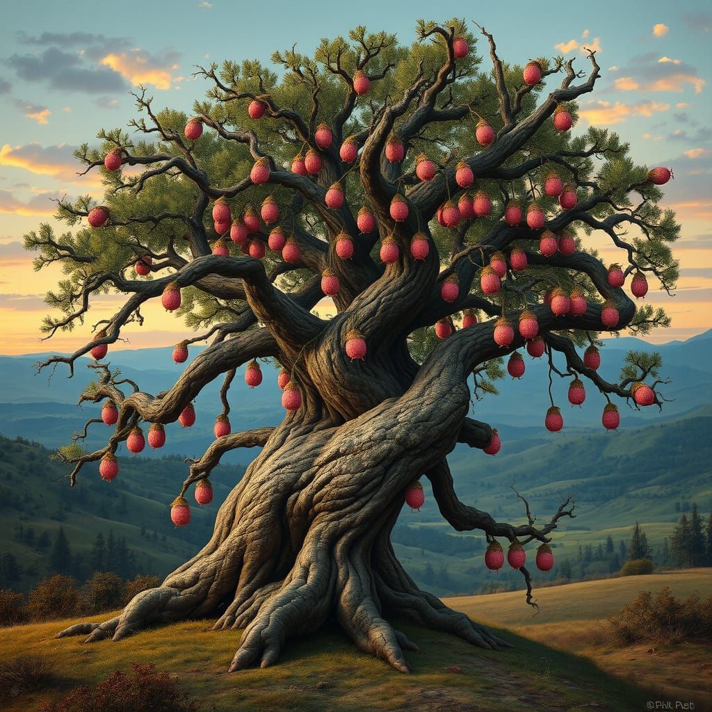 A nut tree is a tree with balls