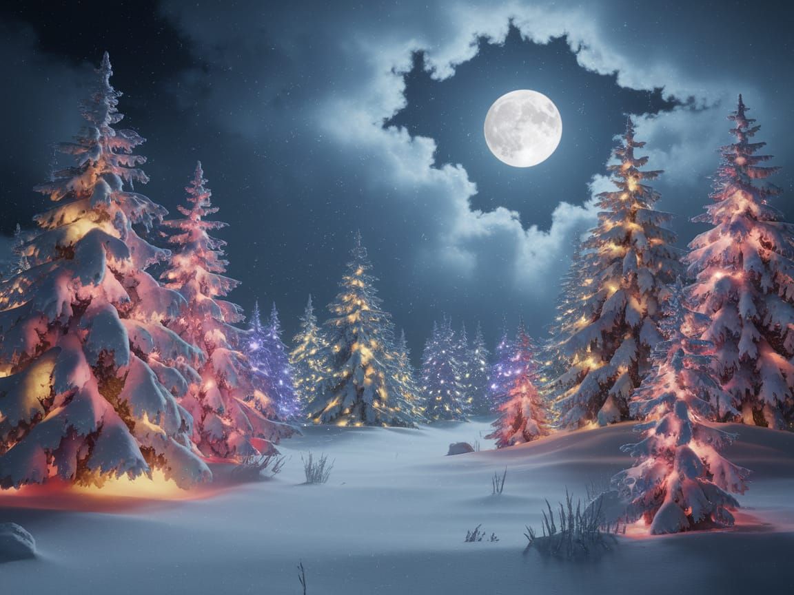 Winter Wonderland Under Moonlit Skies