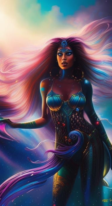 Galactic Mermaid in Space: A Sci-Fi Splash Art