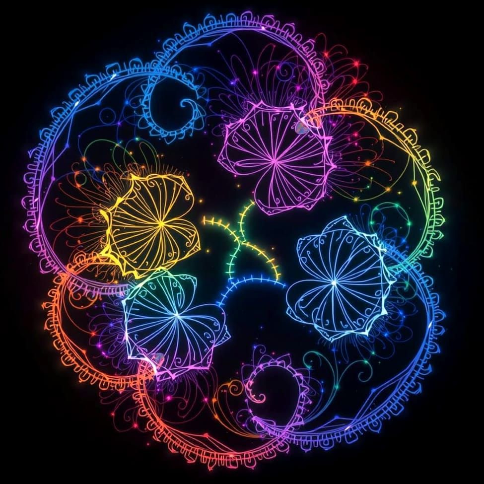 Rainbow Light Painting in Intricate Kirlian Filigree