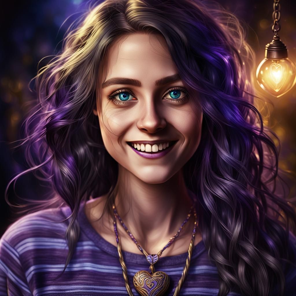 Fantasy Portrait: Woman with Blue Eyes and Hemp Necklace