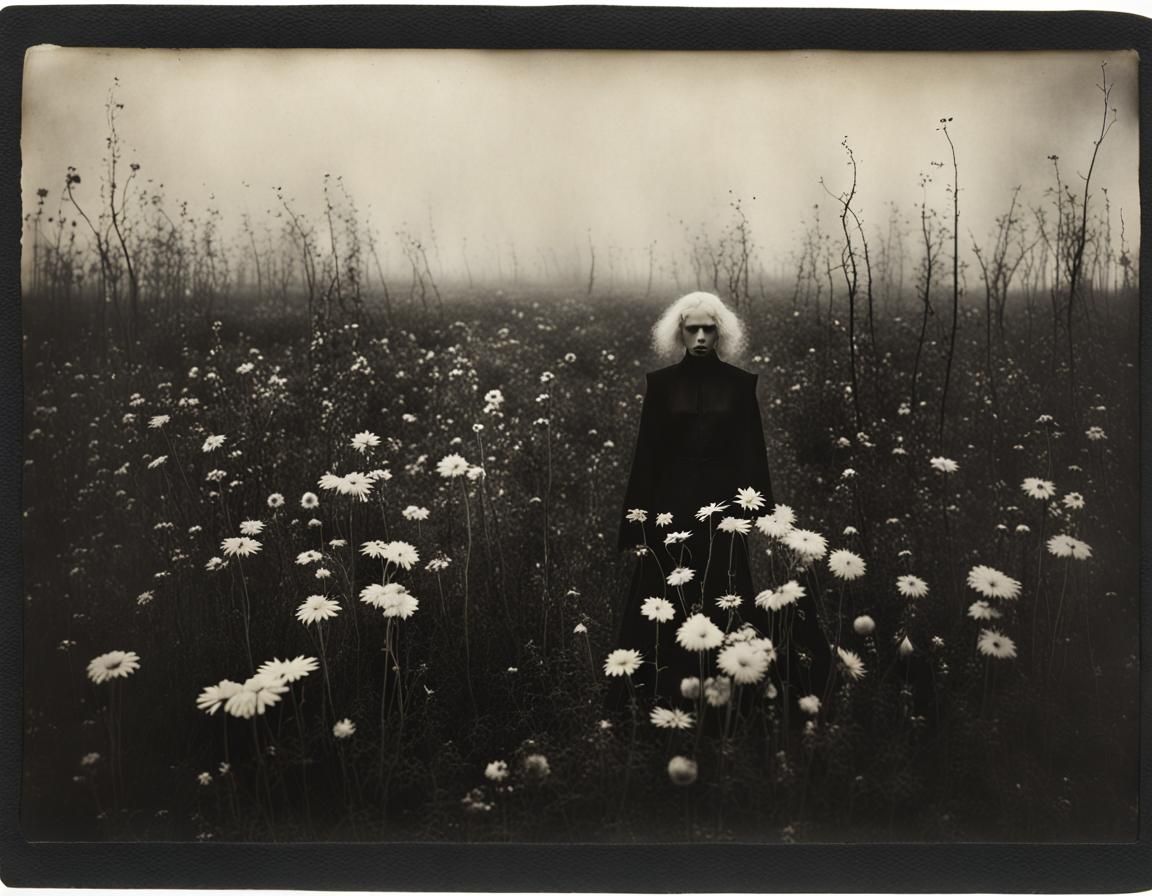 Surreal Figure in Vintage Polaroid Style