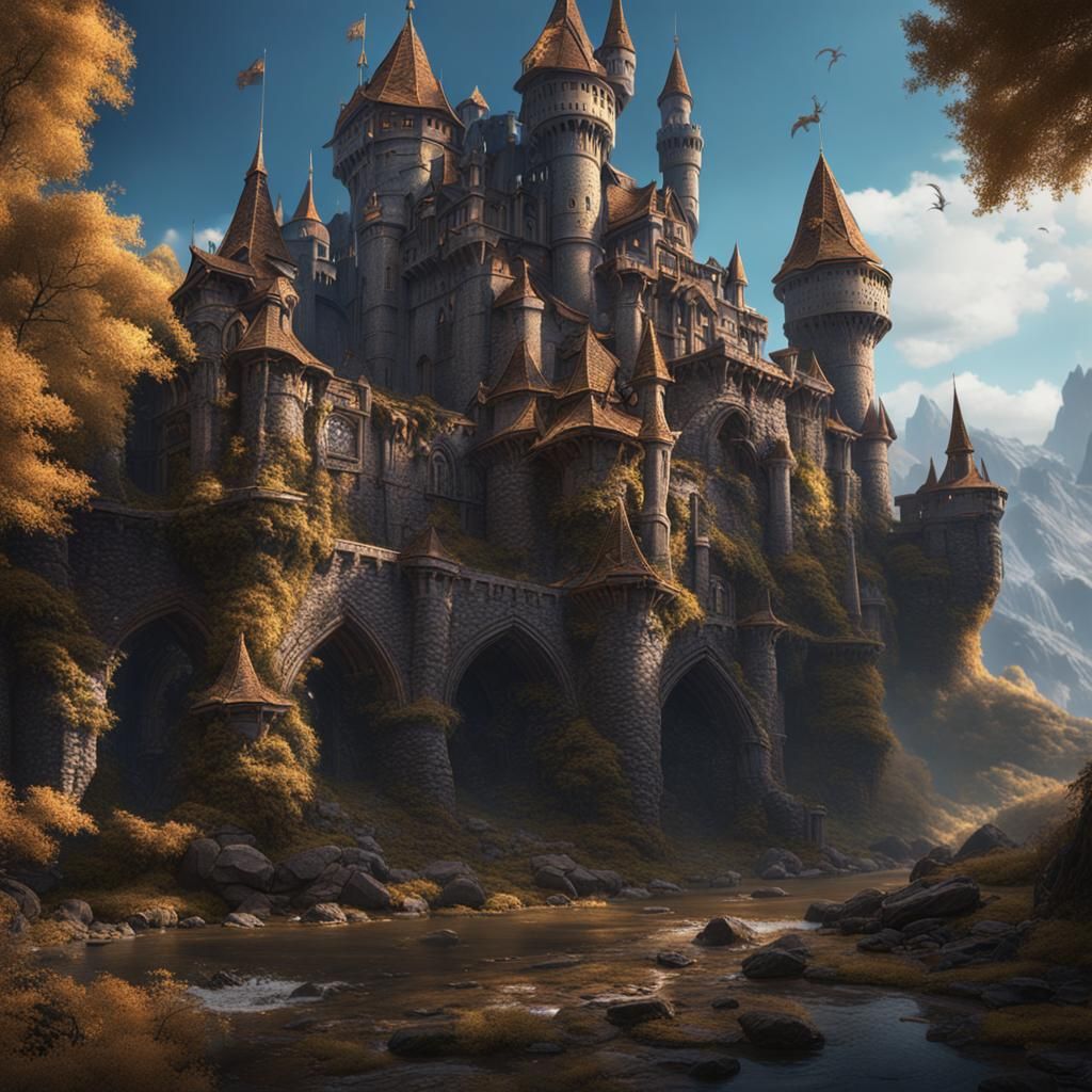 Fantastical Castle Concept Art in Detailed Matte Painting