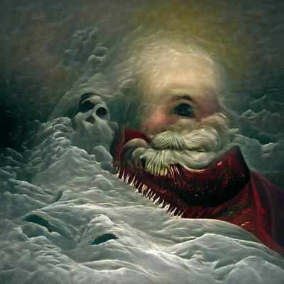 Horror Santa Claus Stares, Doré and Rutkowski Style