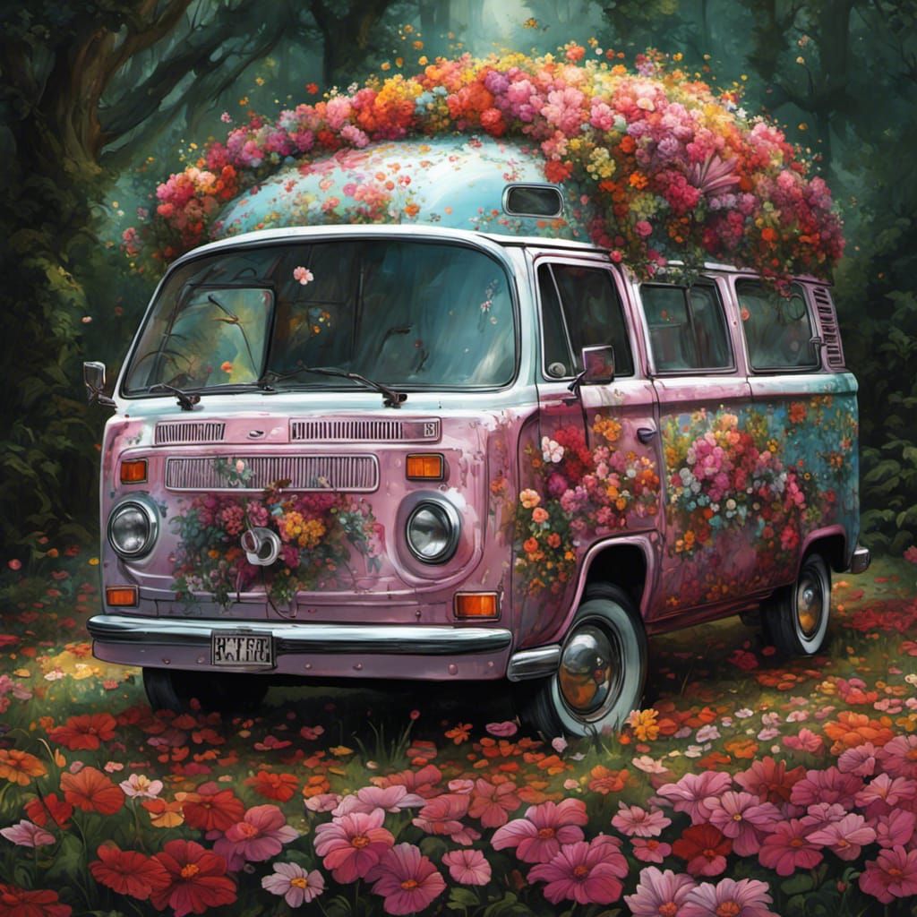 Floral Antique Van in Thai Art Style