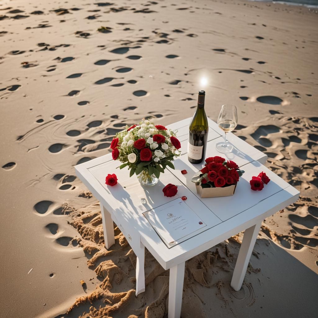 Romantic Beach Proposal at Sunrise in Annie Leibovitz Style