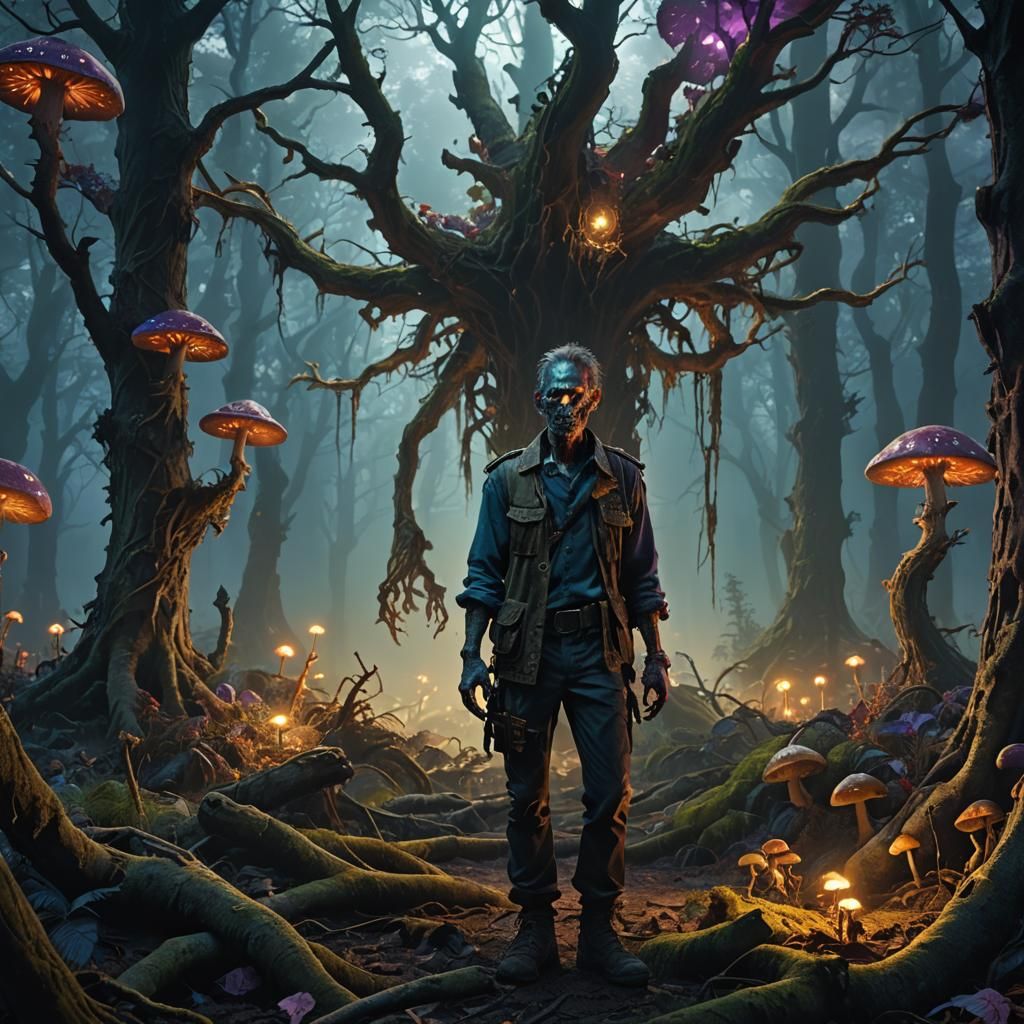 Zombie in Mystical Forest Concept Art