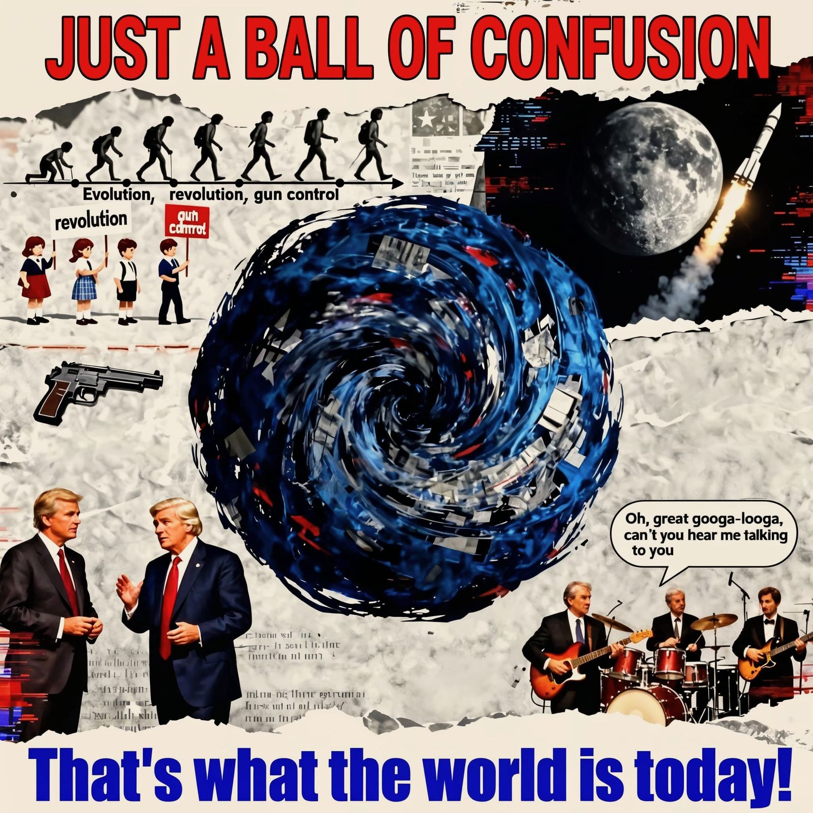 Dramatic Blue Caption on a World Image