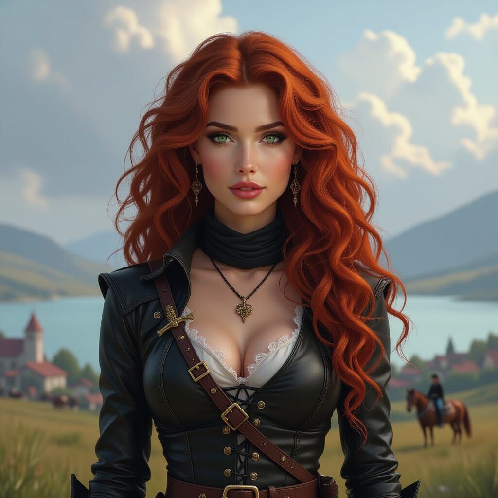 Medieval Woman in Leather, Hyperdetailed 8k Portrait