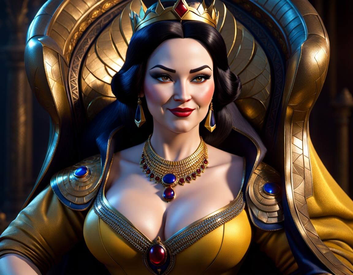 Snow White as Villainous Queen: Hyperdetailed Portrait