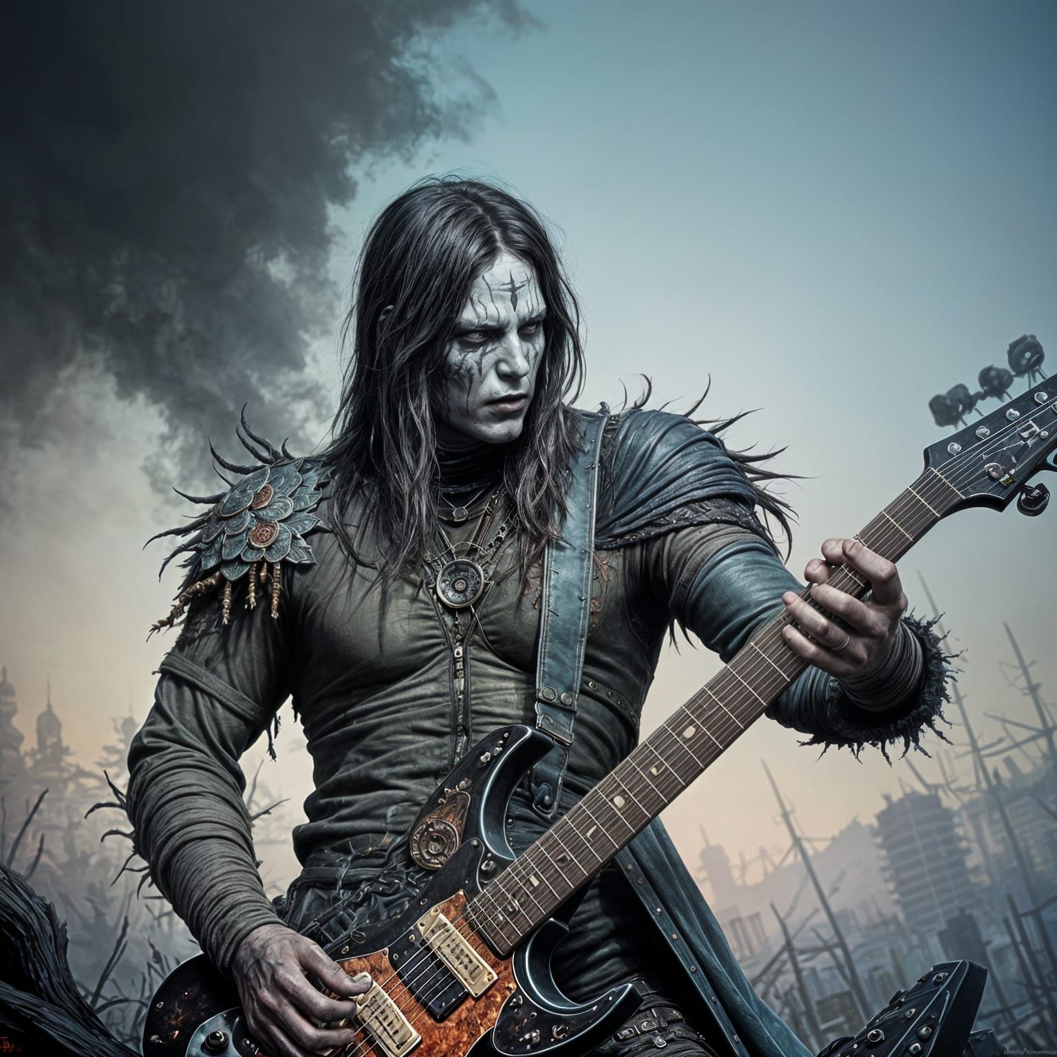 Gothic Rocker Undead Wraith in Psychedelic Haze