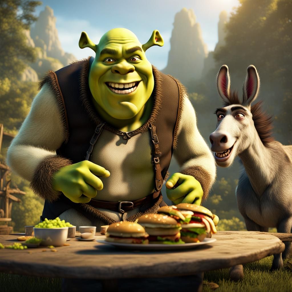 Shrek Eats Screaming Donkey: Detailed Matte Painting