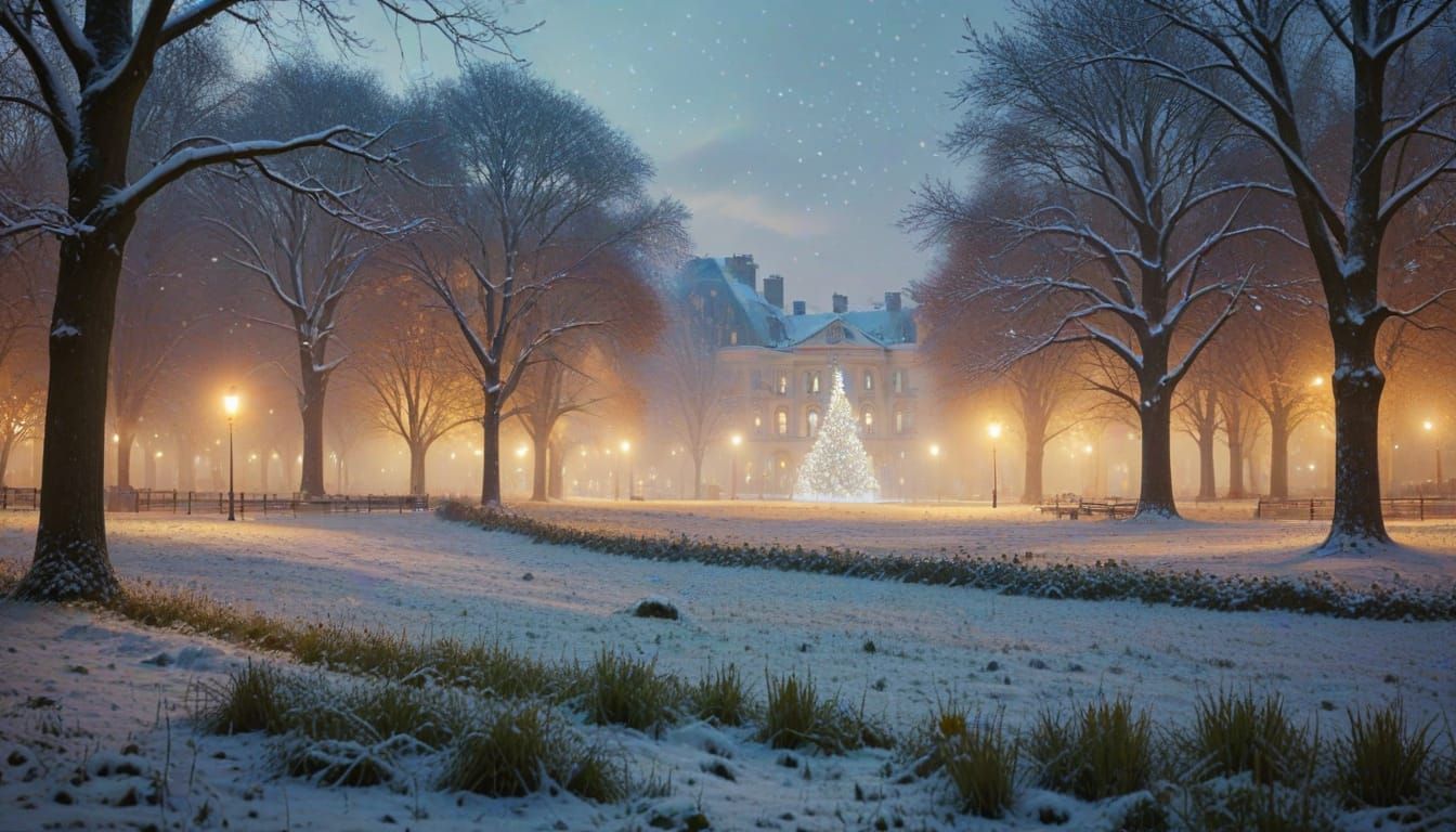a forest panorama meadow in a city park in the center of Par...