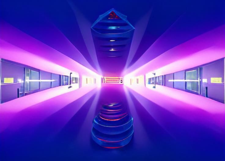 Enigmatic Stairway to Heaven in Holographic Art Style