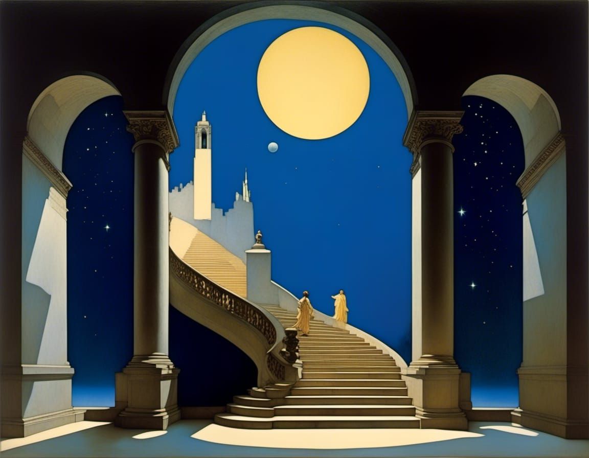 Surreal Stairway to Nowhere in Parrish Style