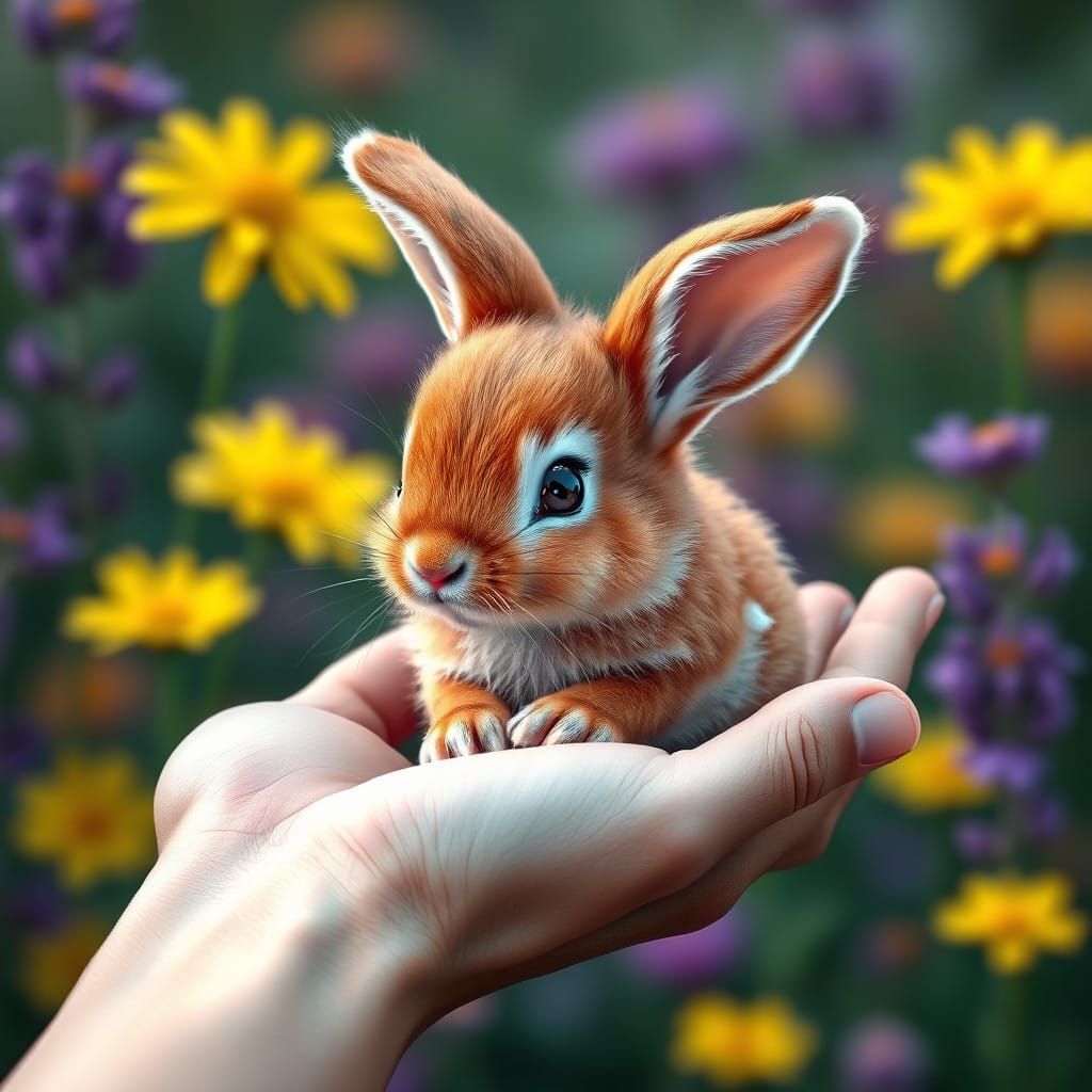 Enchanting Bunny in a Gentle Hand