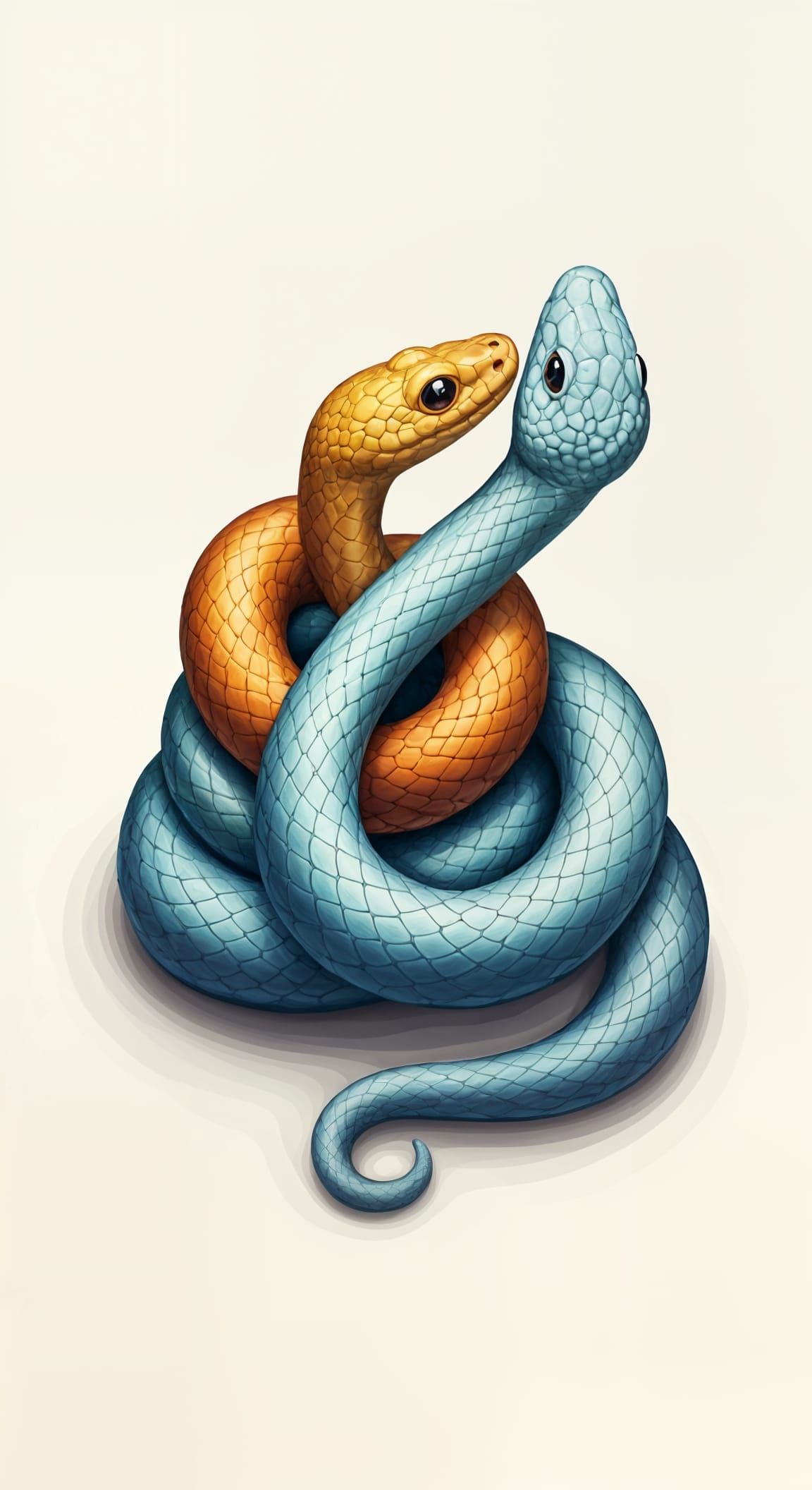 Colorful Snakes Coiled Together in Harmony