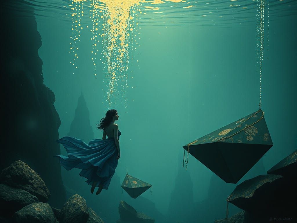 Whimsical Underwater Realm in a Dreamy, Impressionistic Styl...