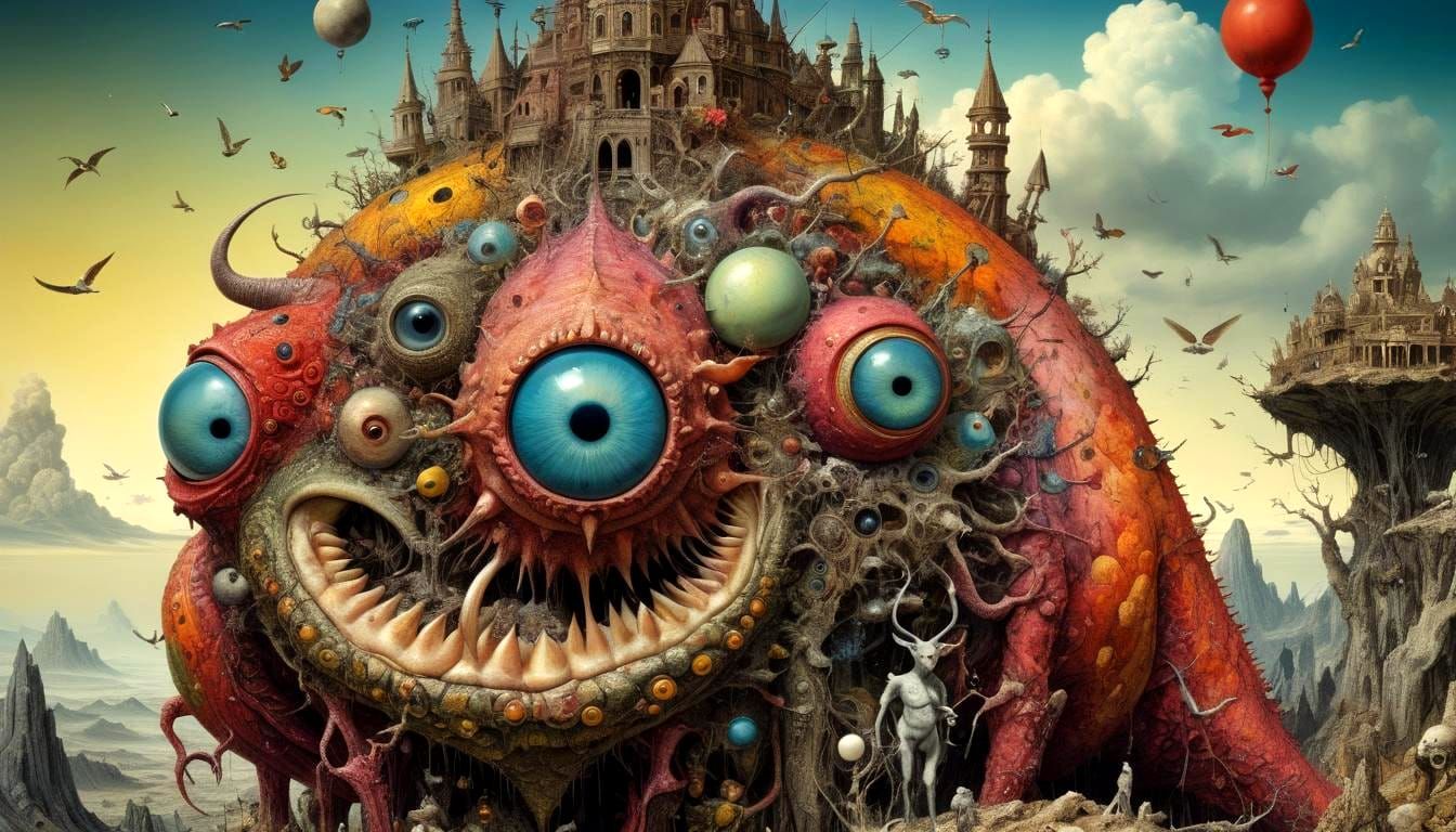 Apocalyptic Surrealist Collage in Rapp, Emek, Cunha Style