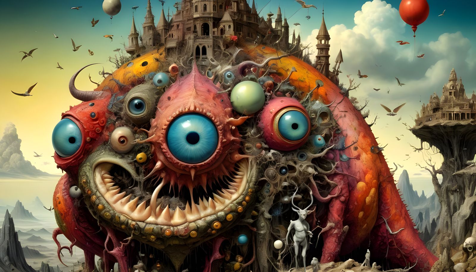 Surreal Cryptid Face in Apocalyptic Bogomil Landscape