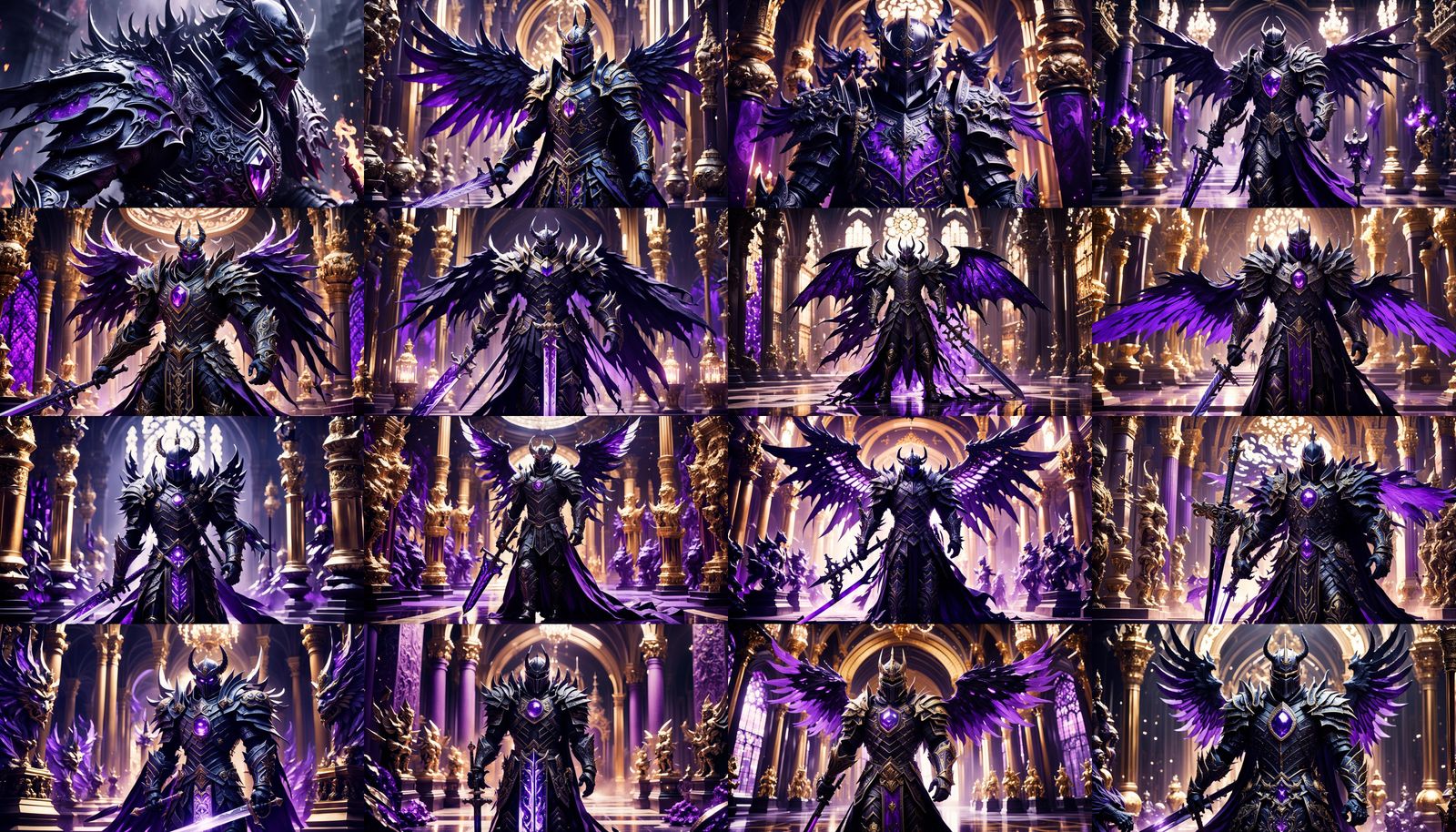 Winged Knight with Flaming Sword in Grand Hall