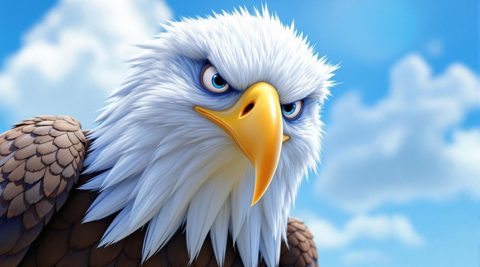 American Bald Eagle with Distinctive Bald Patch