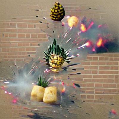 Exploded Pineapple Bomb: AI-Generated Image