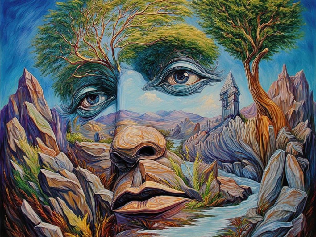 Hidden Portrait Optical Illusion Painting
