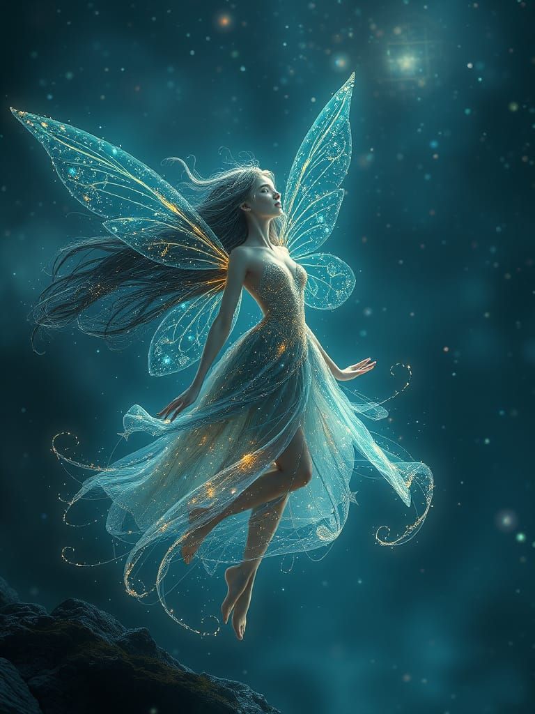 Majestic Fairy in Galaxy Skirt, Rendered in Epic Digital Pai...