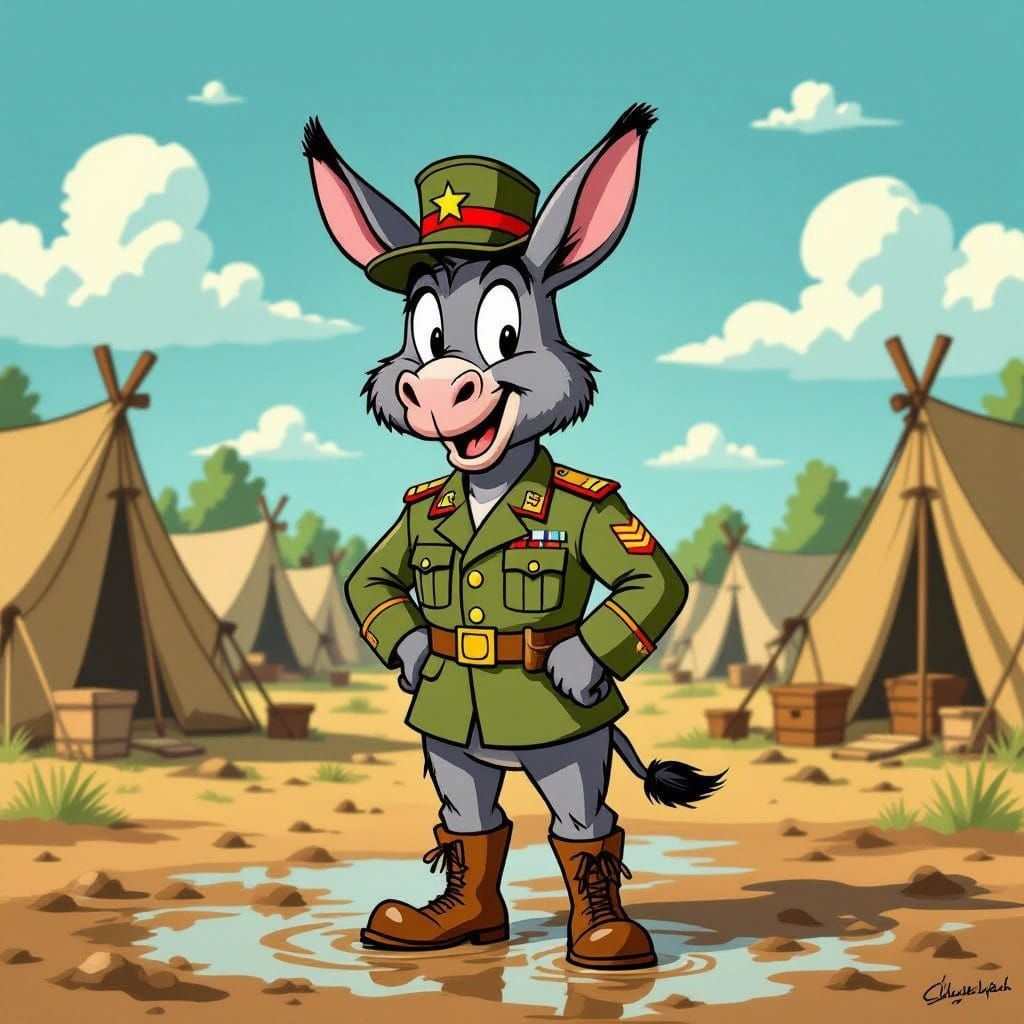 Mule in Miniature Military Regalia