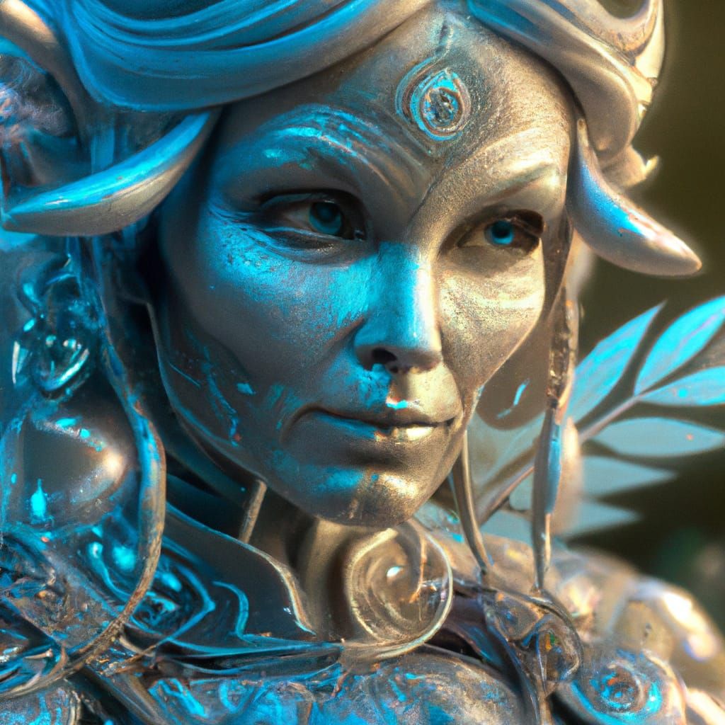 Earth Goddess in Metallic Dress: Hyperdetailed Fantasy Art