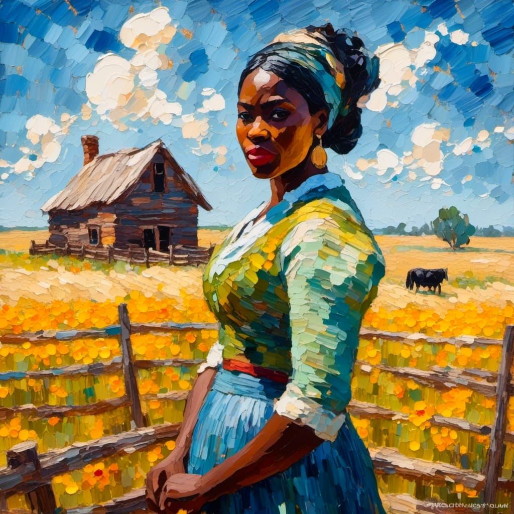 19th Century Black Woman in Van Gogh Impasto Style