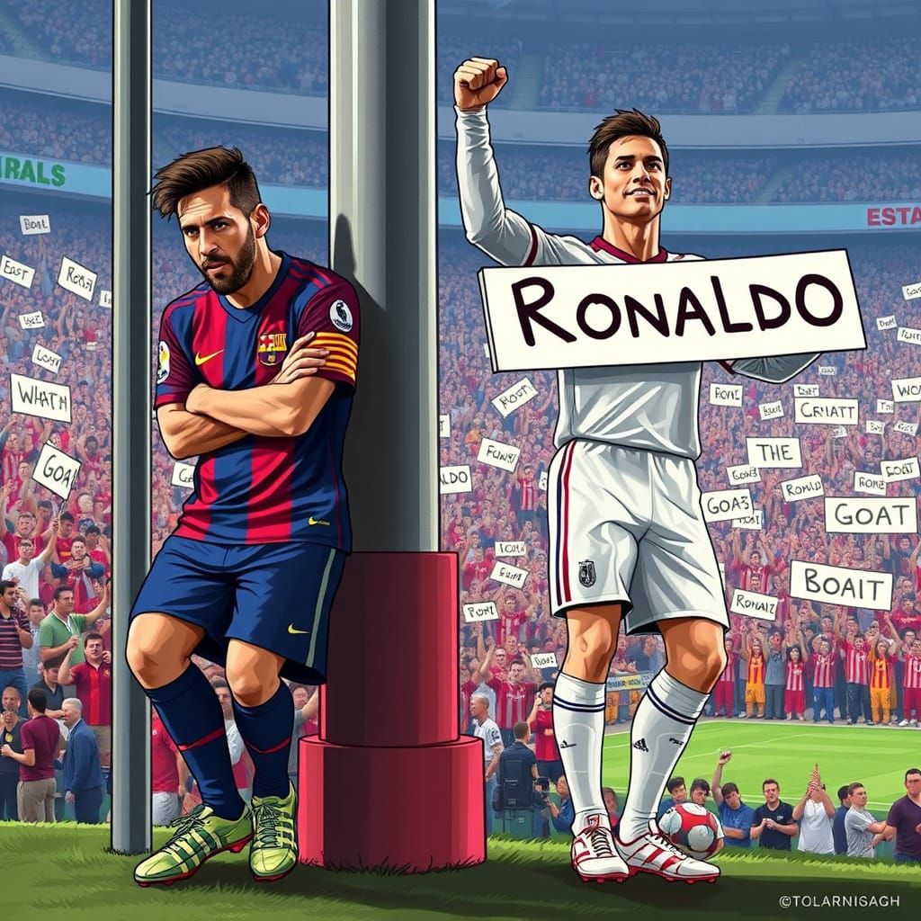 Messi and Ronaldo Rivalry: Digital Art Illustration