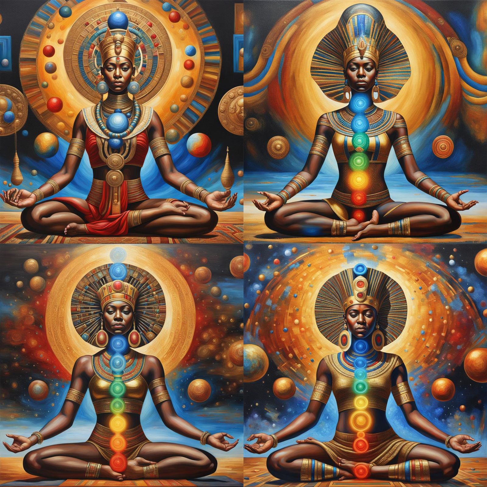 Stunning Black Woman in Ancient Egyptian Yoga Pose