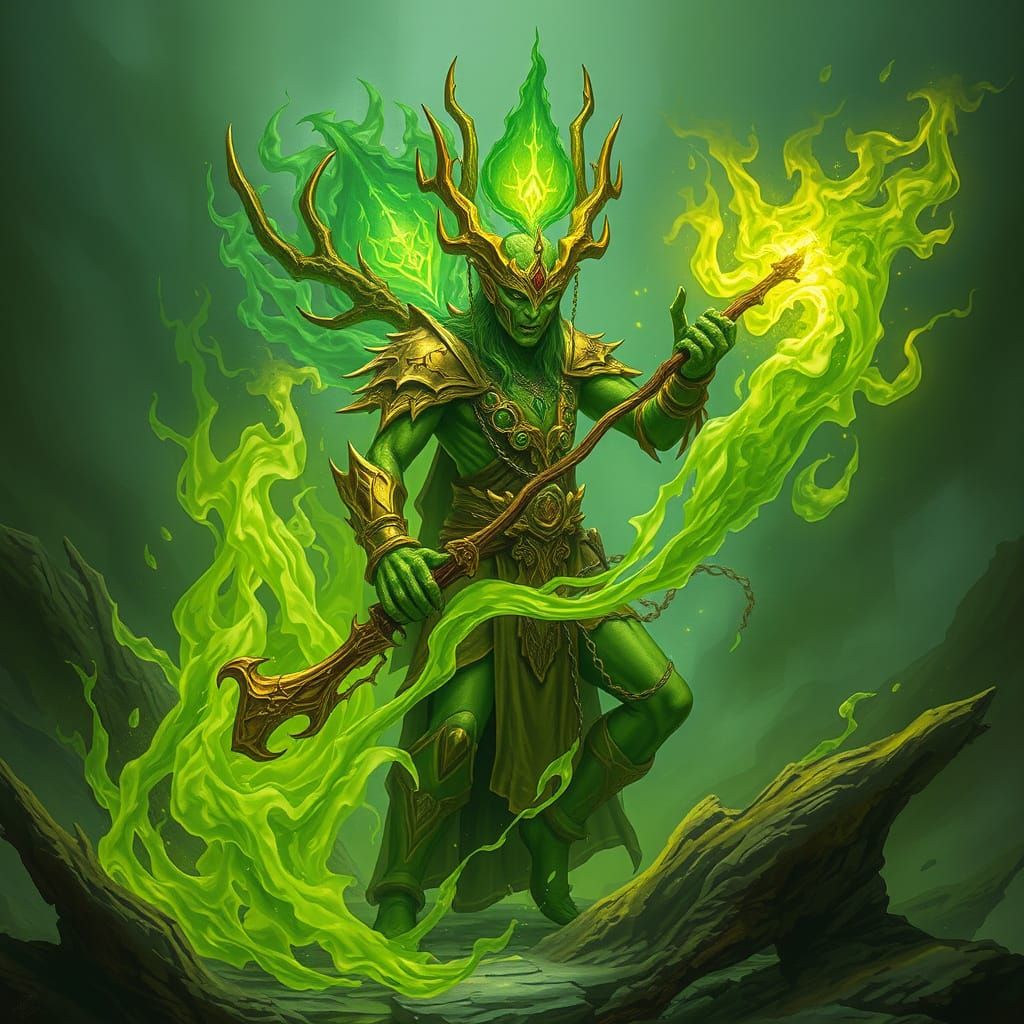 Green Phyrexian Druid with Gold Armor