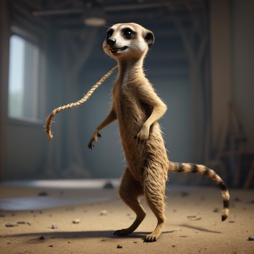 Meerkat Skipping Rope: High-Resolution 3D Art
