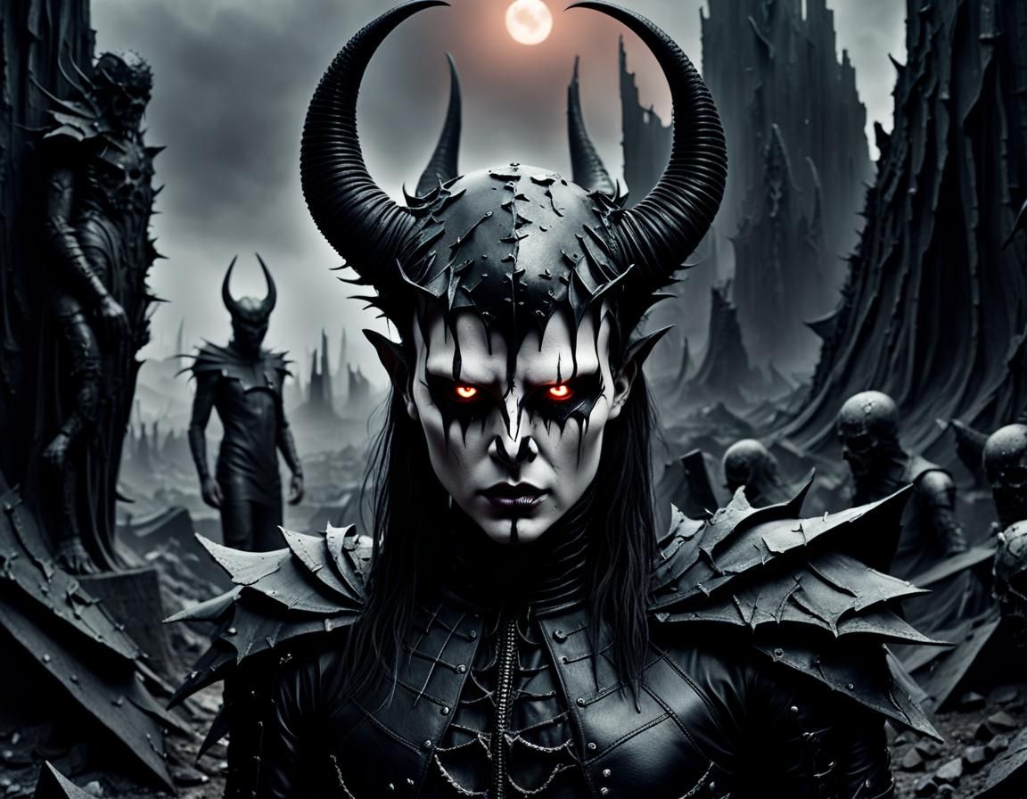 Tormented Figure in Dark Fantasy Wasteland