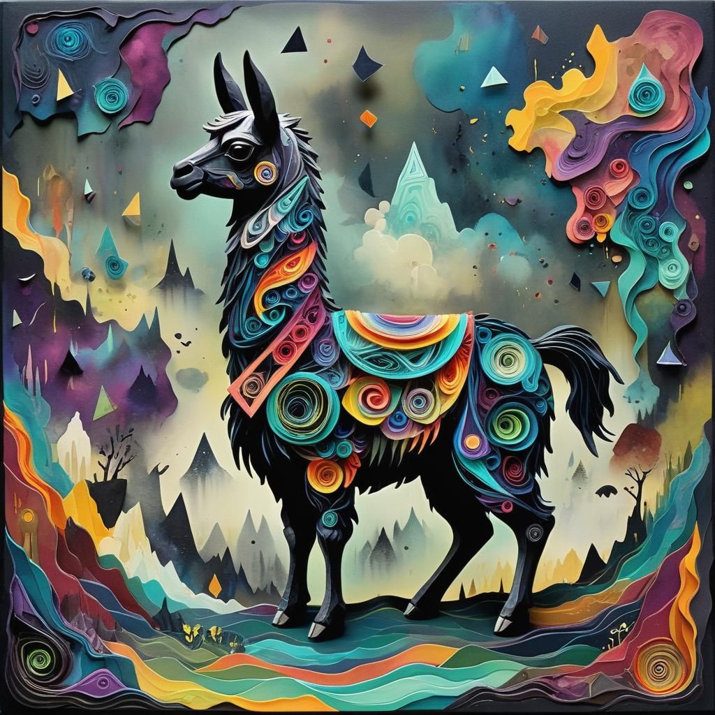 Dystopian Llama: Surreal Impasto Painting in 8K