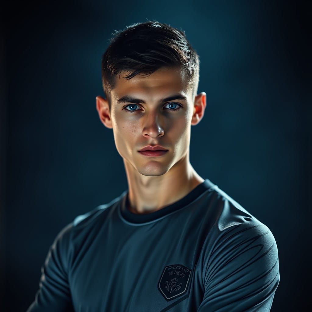 Confident Soccer Player in Hyperrealistic Style